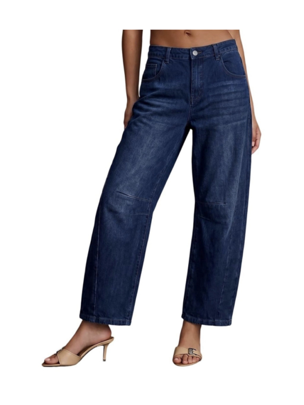 Flamingals Women's Mid Rise Barrel Jeans XL